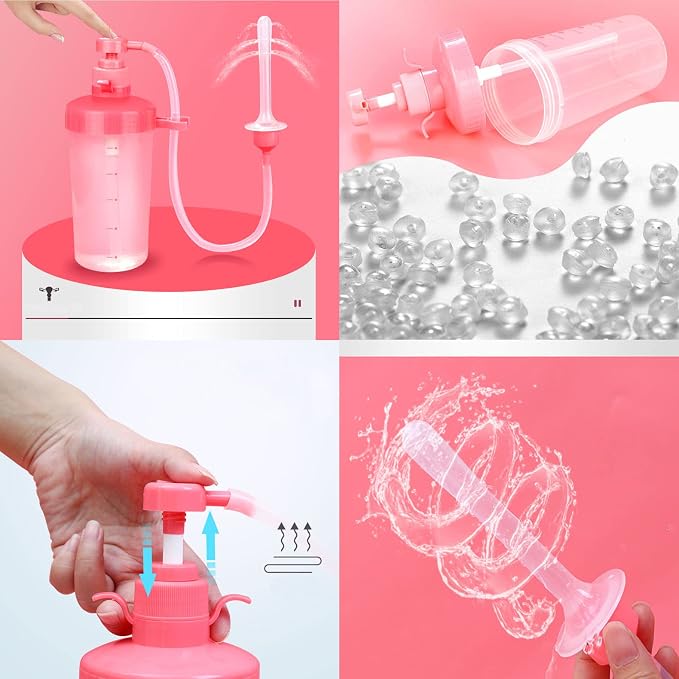 Reusable Vaginal Douche 350ml Vaginal Cleansing System Anal Douche Bidet Bottle Irrigator Manual Pressure Enemas for Women