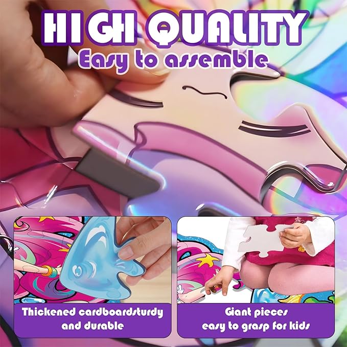 Jumbo Mermaid Floor Puzzle for Kids Ages 6-8 Year Old, Large Toddler Puzzle for Girls Ages 6 7 8 Year Old, Mermaid Girl Gift and Educational Toy for Birthday and Christmas