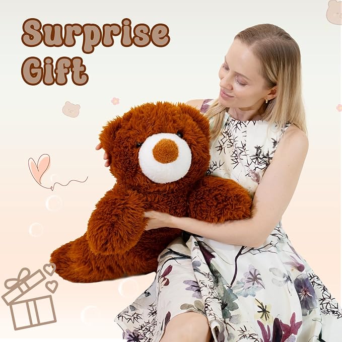 Weighted Stuffed Animal 27in, 4.2 lbs Stuffed Bear Plush for Adult, Kids, Weight Bear Stuffed Animal Brown Gifts on Christmas, Birthday, Valentine's Day