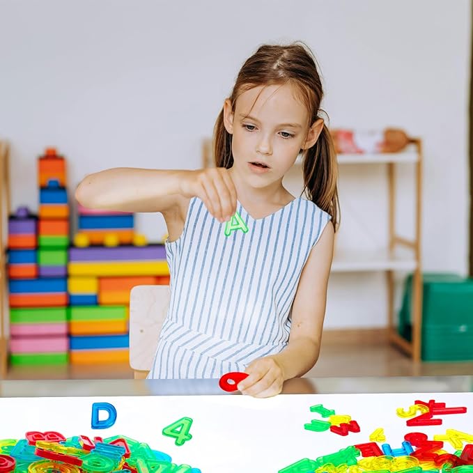 67 Pcs Plastic Practice Set Transparent Letters and Numbers Include Uppercase Letters Lowercase Letters and Numbers Colorful Plastic Letters and Numbers for Kids Counting and Spelling, Ages 3+