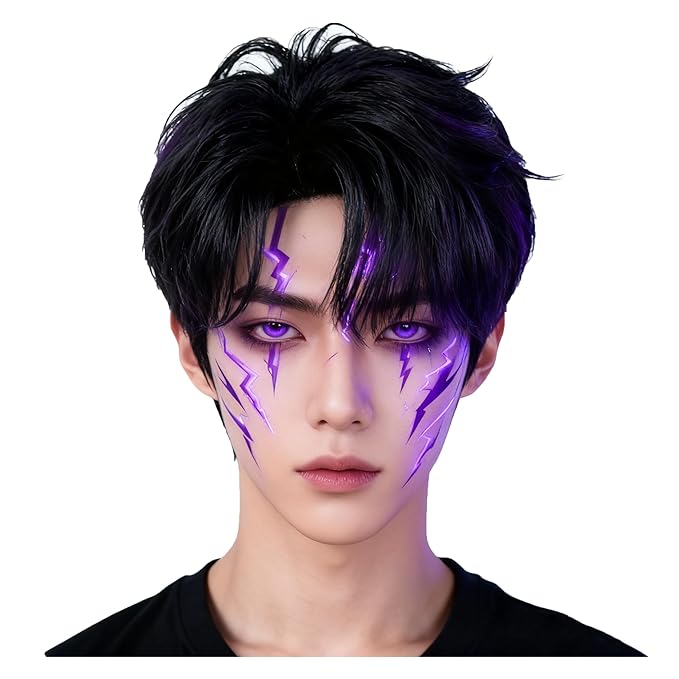 Men Jinu Saja Costume Wig Anime Demon Boys Cosplay Props Halloween Party Outfit Accessories Merch Black