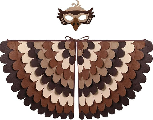 D.Q.Z Bird-Wings-Costume for Kids Dress Up, Felt Feathered Owl Parrot Chicken Animal Role Play Costume, Gift for Girl Boys