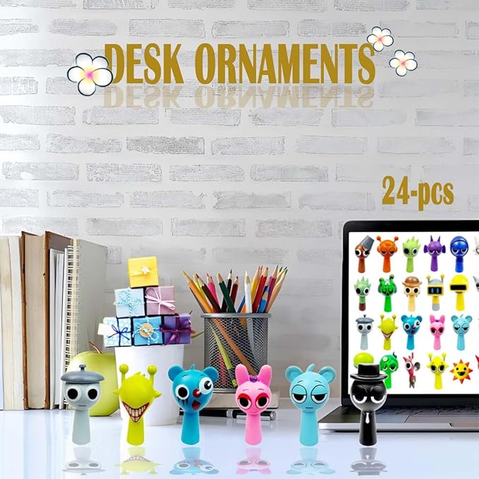 Wenda Action Figures Toy Set 24-Piece,Clukr,Pinki,Jevin and Durple PVC Toys-Collectible for Display Enthusiast