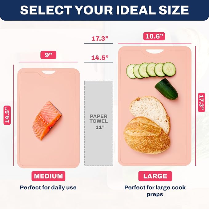 TPU Cutting Board Flexible Mat, 17.3" x 10.6" Nonslip Korean cutting board for kitchen, BPA Free Flexible Chopping Board, TPU Material Double-sided Dishwasher Safe