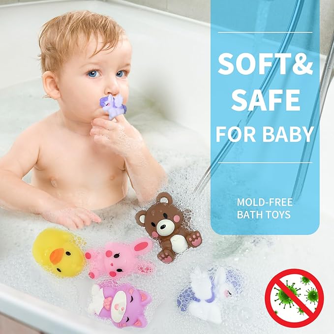 Oriate Bath Boat Toys, Finger Puppets for Kids, 5 PCS Rubber Duck Finger Puppets and 1 Boat, Sensory Learning Toy Set in The Bathtub, Pool, Beach