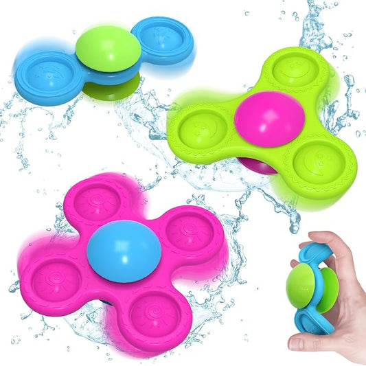 Suction Spinner Toys for Babies Silicone Baby Bath Toys for Kids Ages 1-3 Boy Girl Gift,Pop Spinner Sensory Toy for Baby Infant Suction Cup Toddler Travel Toy,Easter Basket Essentials