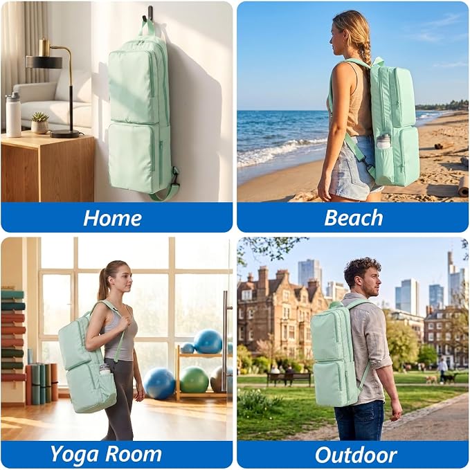VISEMAN Yoga Mat Bag Carrier Waterproof Yoga Backpack with Multi Pockets, Lightweight Adjustable Yoga Bag for Mat, Yoga Blocks, Yoga Accessories