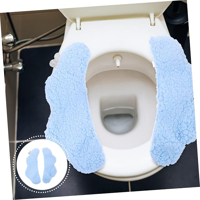 TIDTALEO 2pcs Plush Toilet Seat Toilet Seat Warmer Cover Training Potty Bathroom Soft Thicker Warmer Toddler Potty Children Toilet Seats Cushions Self-Adhesive Pad Washable Flannel（ Random Color)