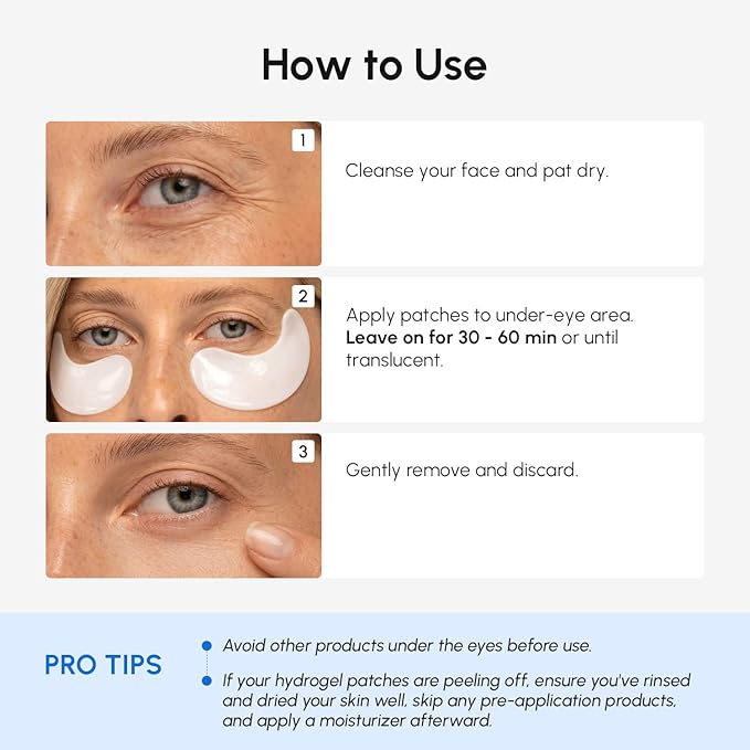 MAREE Invisible Under Eye Patches for Puffy Eyes and Dark Circles with Peptide Collagen, Caffeine & Retinol - Eye Masks for Women & Men for Undereye Bags & Puffiness Reducing - Parches para Ojeras