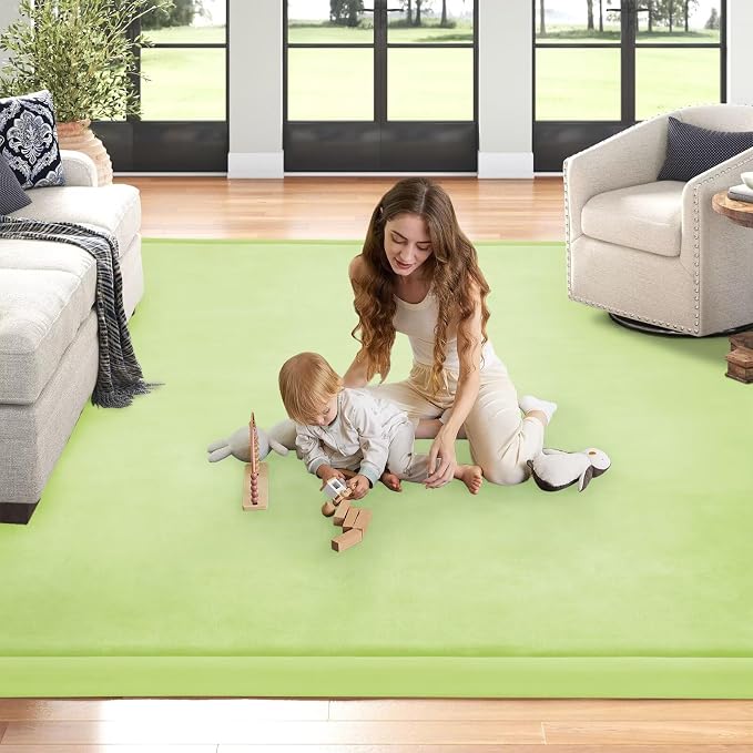 Baby Play Mat for Floor Nursery Muscle Mat Area Rug Playroom Rug 59x79" Elastic Foam 1.3" Thick Crawling Mat for Babies,Toddlers, Infants (Light Green)