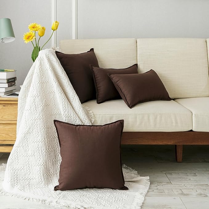 Jeanerlor SureGuard Pillowcase Cousion Cover Decor Cotton Linen with Unique Design to Embellish Study Room/House/Office, 20"x20"(50 x 50cm), Brown