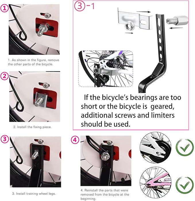 DDJKCZ Training Wheels Flash Mute Wheel Bicycle Compatible for Bikes of 12 14 16 18 20 Inch