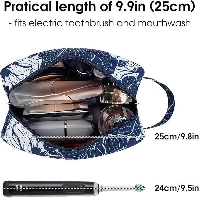 Narwey Travel Toiletry Bag for Women Traveling Dopp Kit Makeup Bag Organizer for Toiletries Accessories Cosmetics (Blue Lotus)