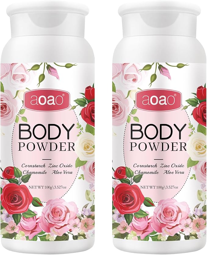 AOAO Women's Body Powder, Talc-Free Cashmere Dusting Powder for Women, Sweat & Chafing Soothe with Aloe, Protect Zinc Oxide, Hypoallergenic Formula for Underarms Thighs & Skin Folds, Daily Fresh-2pack