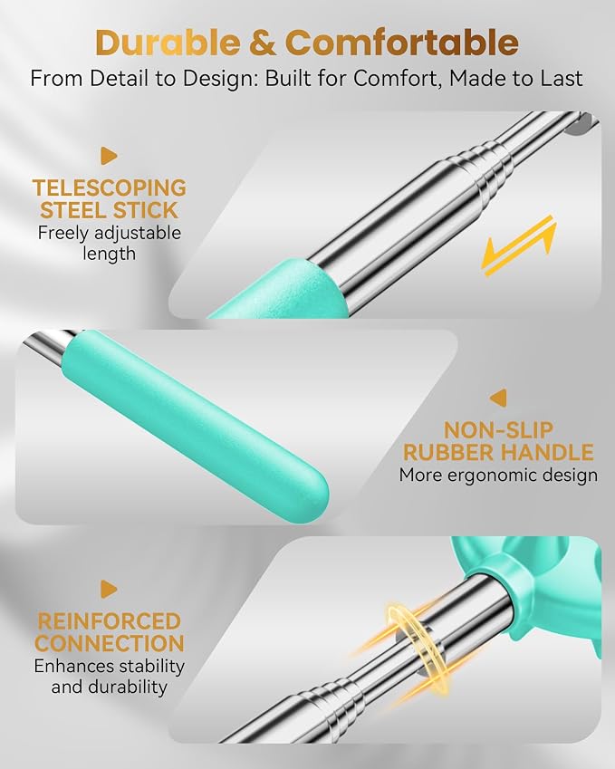 HEYAXA Telescoping Back Scratcher with 5 Detachable Heads,Dad Gifts for Men and Women, Practical Gifts for Father, Dad, Adults with Gift Box, Green
