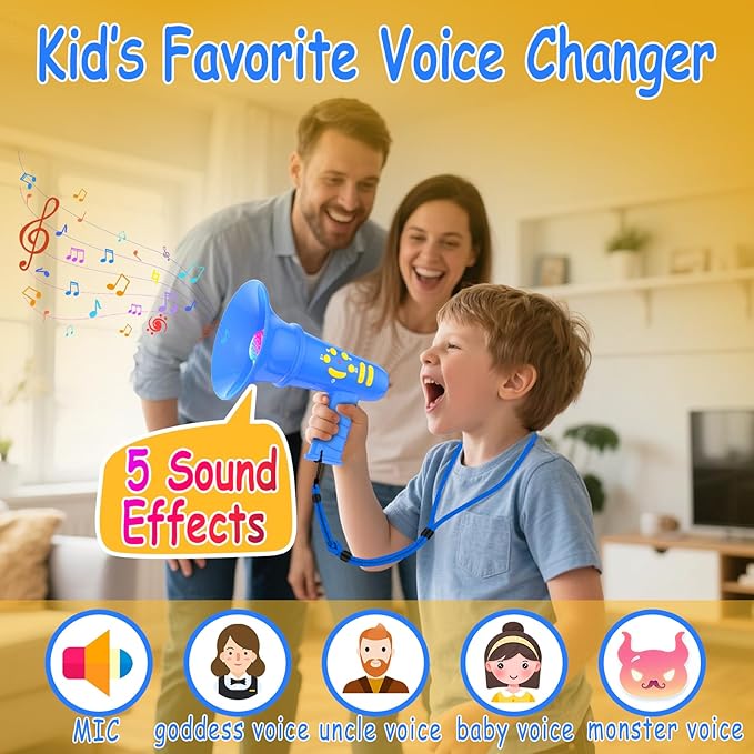 Voice Changer for Kids,Birthday Gift for Boys Girls Ages 3,4,5,6,7,8 - Boy Toys for 3-8+ Year Old - Noise Maker Prank Gift for Christmas,Easter,Halloween,Cool Gadgets for Boys Toddler (Blue)