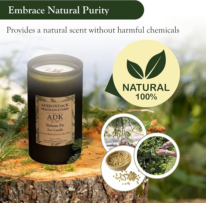 Adirondack Fragrance & Flavor Farm Balsam & Fir Scented Candle 10 Oz | Proudly Poured in The USA, Natural Aromatherapy Wax for Relaxation, Home Décor, Kitchen, Gift and Living Spaces