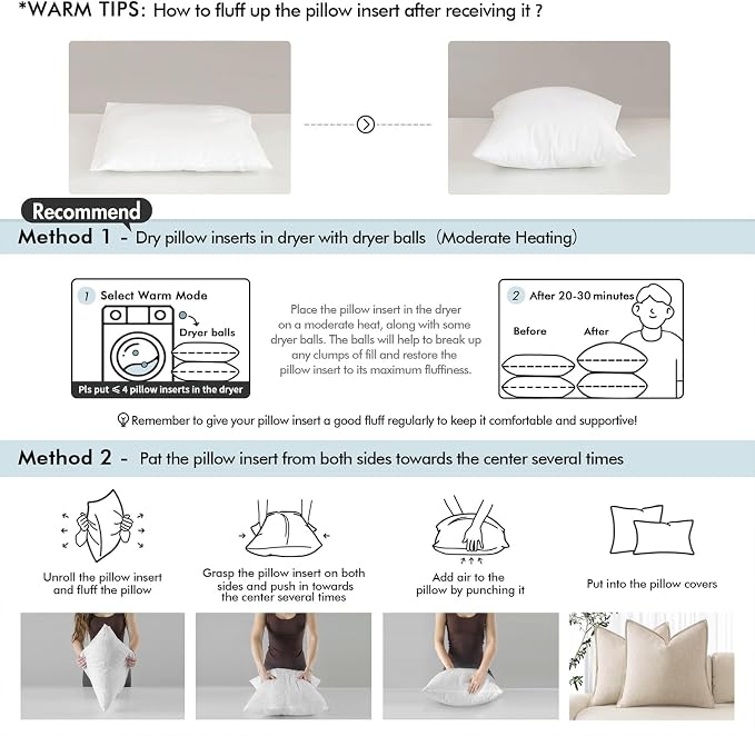 MIULEE 30x30 Euro Pillow Inserts, Set of 2 Feather Down Throw Pillows | Choppable and No Smell, Double-Layer Down-Proof Cotton Cover, Decorative Pillows for Couch Sofa and Bed