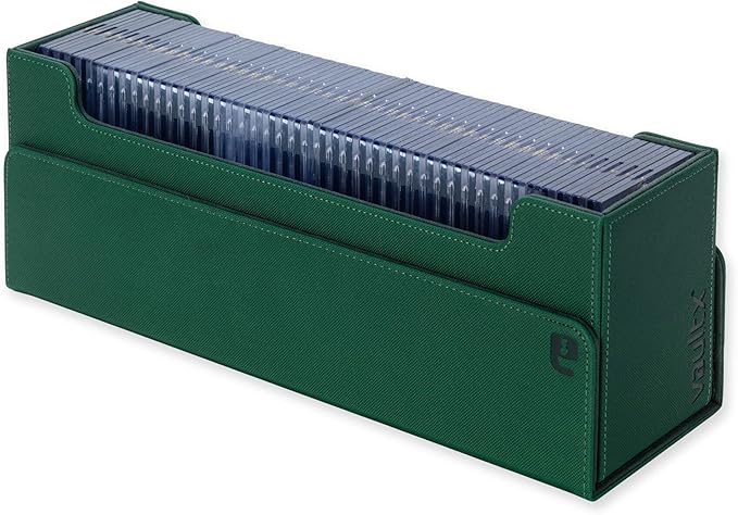 Vault X Card Storage Box, Exo-Tec Material, Detachable Magnetic Lid, with Dividers & Foam Fillers, for Trading Cards (Green)