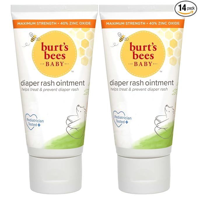 Burt's Bees Baby Diaper Rash Ointment, Maximum Strength, 40% Zinc Oxide, 100% Natural Origin, Pediatrician Tested, Net Weight 3 Ounces, Pack of 14