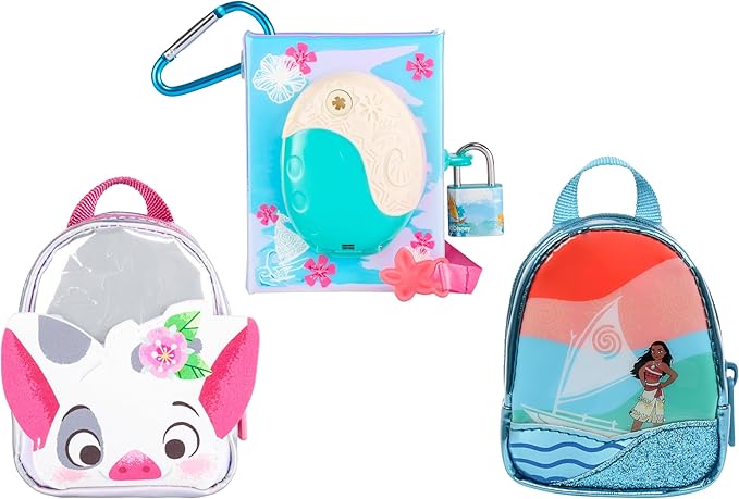 REAL LITTLES Disney Moana Fan Favorites 3 Pack, Includes Themed Micro Backpack, Handbag and Journal, with 15+ Micro Surprises Inside