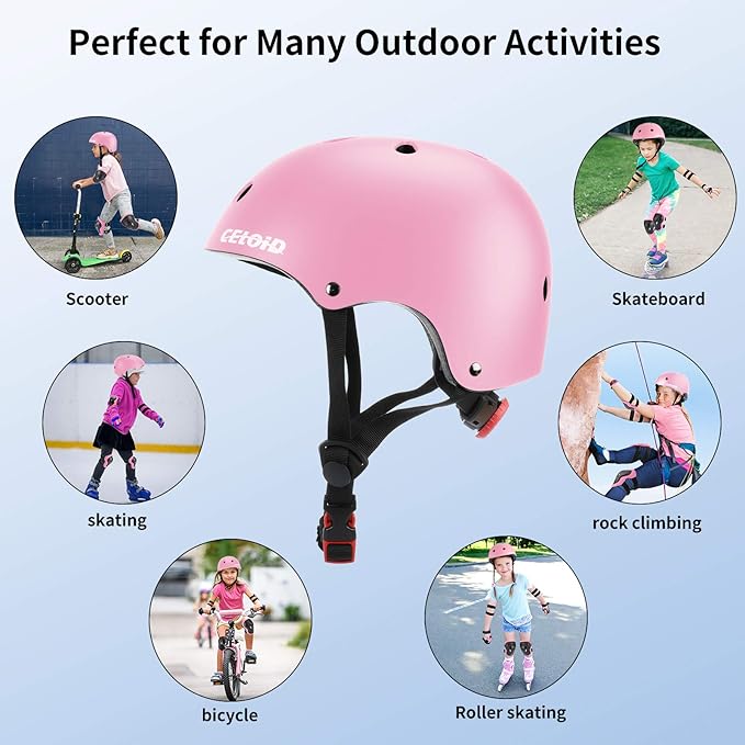 Kids Bike Skateboard Helmet Pad Set,Toddler Cyling Protective Gear Knee & Elbow Pads Wrist Guards for 5-8-10-12-14-16 Years Girls Boys Bicycle Scooter Roller Skate Inline Skating Rollerblading