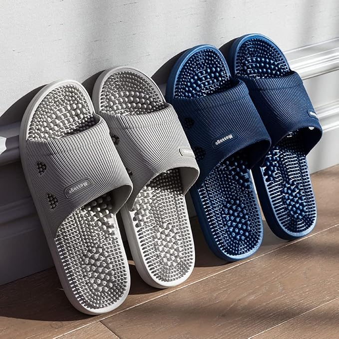 Acupressure Massage Slippers for Plantar Fasciitis for Women Acupuncture Slippers Arthritis Neuropathy Pain Relief Non-Slip Massage Sandals Women Stress Relief Gifts for Bath (US Men 7.5-8.5, Blue)