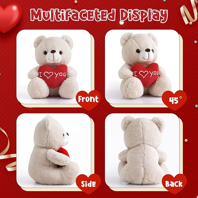 I Love You Teddy Bear for Girlfriend Stuffed Animals Cute Stuffed Teddy Bears for Girls Stuffed Bear Plush Toys Brown Teddy Bear Stuffed Animal Plushies, 12 Inch Bear Plushie Toy Animals