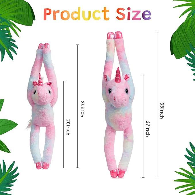 Hanging Rainbow Unicorn Stuffed Animal Stuffed Long Arm Unicorn Plush Toy for Kids Grandchildren Friends Family 20 inch