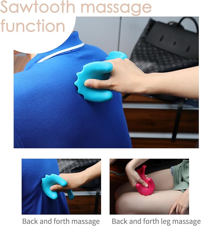 Manual Portable Neck and Cervical Massager Office Acupressure Head and Neck Fatigue Relief Massage (Rose red)