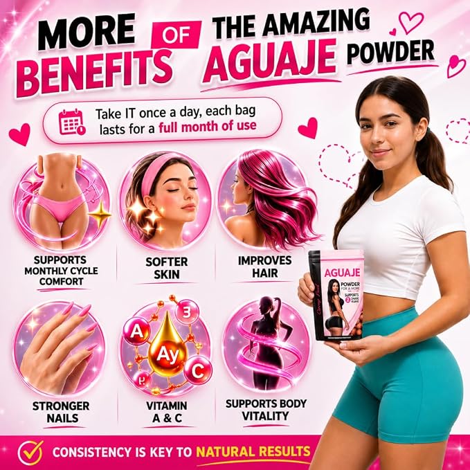 Aguaje CurvyFruit Powder for Women: Natural Curves & Hormonal Balance – – Booty, Hips & Bust Support – 3.5 Oz /1 Month Supply – Menopause Relief – Made in Peru