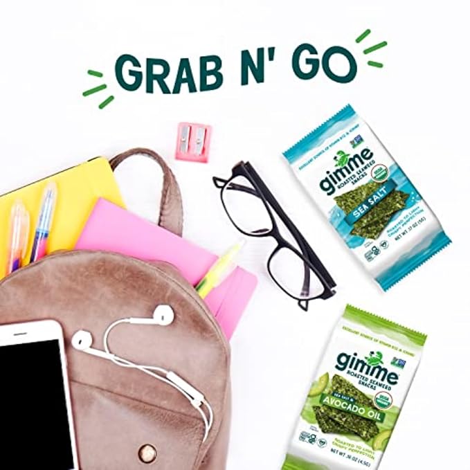 gimMe Seaweed, Sea Salt, 6 Count, Pack of 2 | Organic | Keto & Vegan | Gluten Free | Source of Iodine