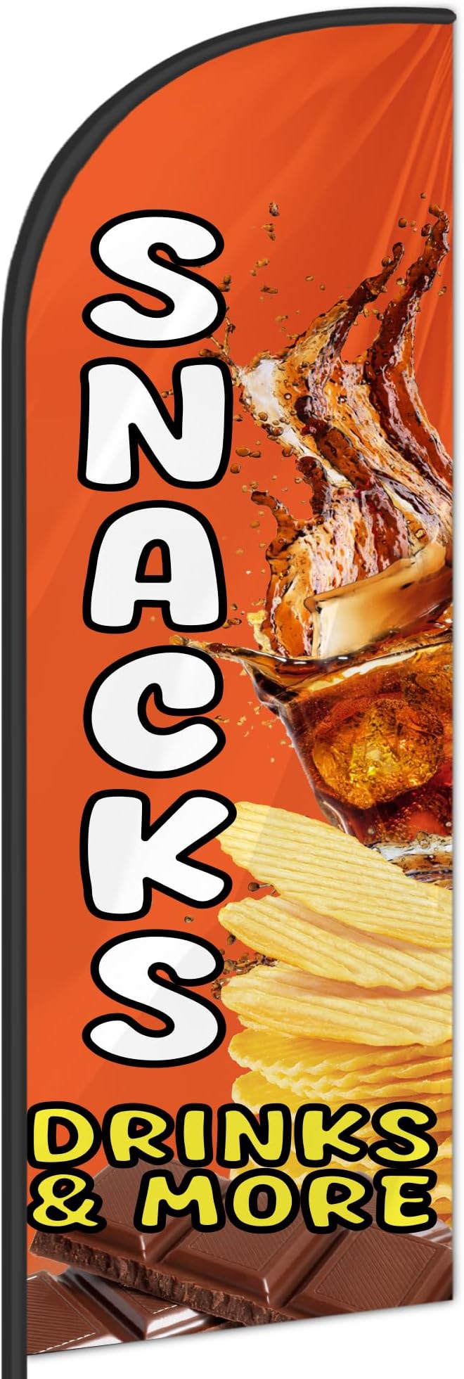 Snacks Feather Flag for Storefronts Fairs,6 FT (Flagpole Not Included) | Business Advertising Flag