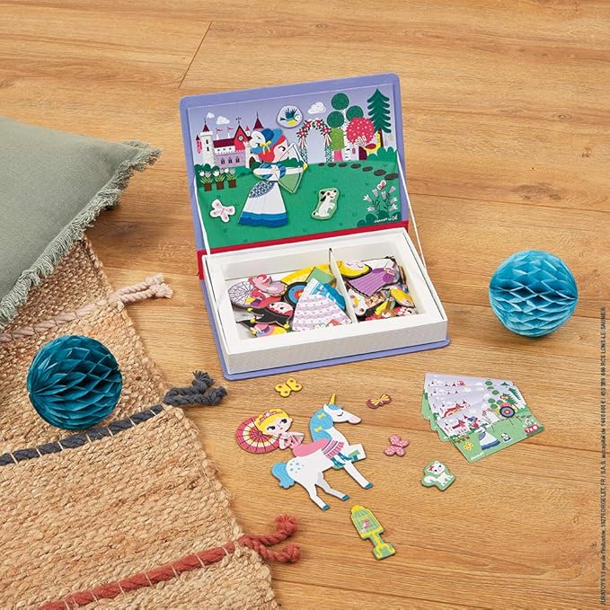 Janod MagnetiBook 63 pc Magnetic Princess Costumes Dress Up Game - Ages 3+ - J02725