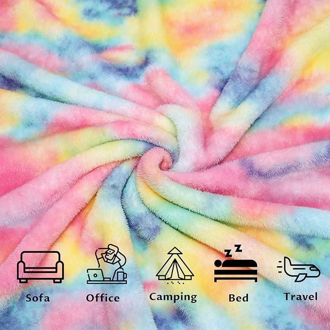 MUGD Soft Rainbow Blankets Fleece Soft Fuzzy Throws Kids Warm Easter Blanket for Bed Couch, Kids Colorful Gifts Easter Throw Basket Stuffers