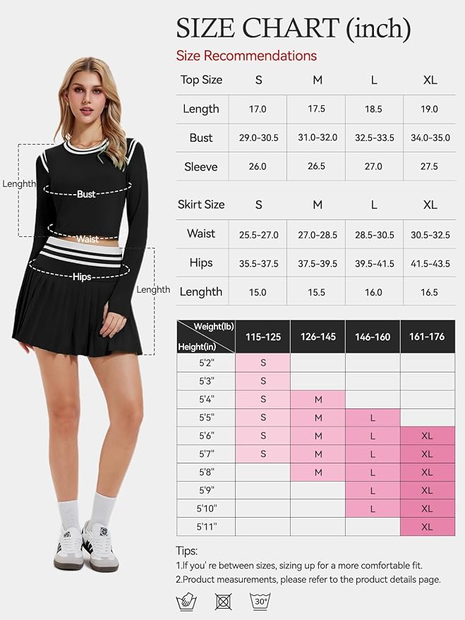 Two Piece Tennis Skirt Set for Women High Waisted Pleated Athletic Golf Skirt Sets Women 2 Piece Outfits with Pockets