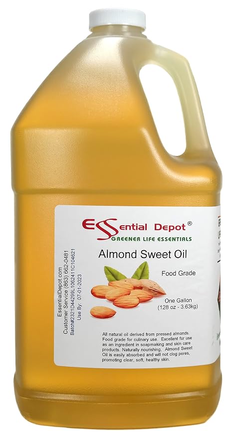Almond Sweet Oil - 1 Gallon - 128 oz - Food Grade - Safety Sealed HDPE Container with Resealable Cap - 100% Pure and Natural for Hair, Skin, Massage, and Cooking
