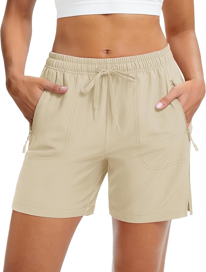 MAGCOMSEN Women's 5" Hiking Shorts UPF 50+ Quick Dry Lightweight Athletic Running Golf Summer Casual Shorts with Pockets