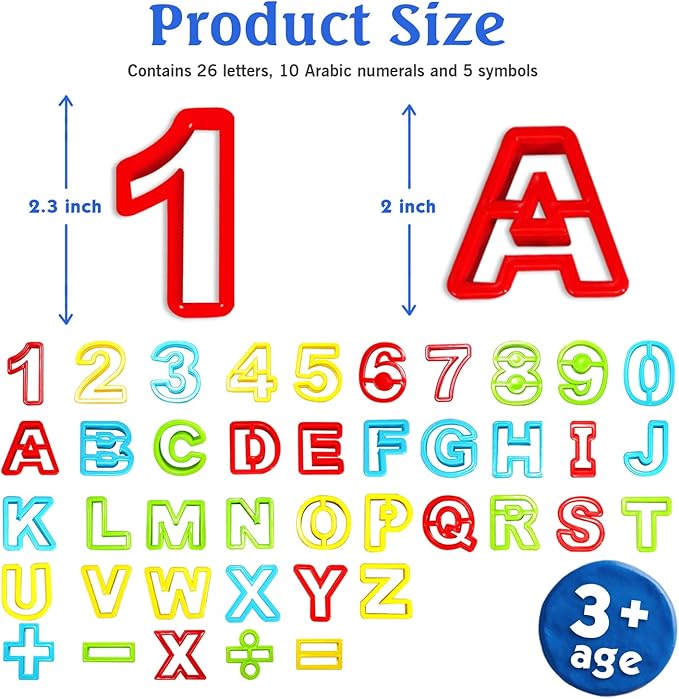 Alphabet & Numbers Dough Cutter Kit,1.5"- 2",Set of 41