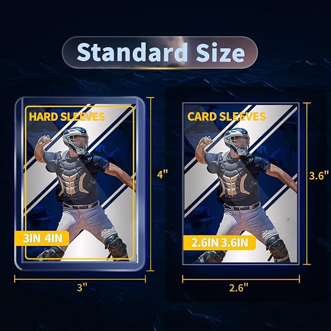2000 Card Sleeves Hard Plastic, Premium Baseball Card Sleeves, 3" x 4" Trading Cards Holder, Sports Football Game Cards Protectors Top Cases (1000 Hard Sleeve + 1000 Soft Sleeve)