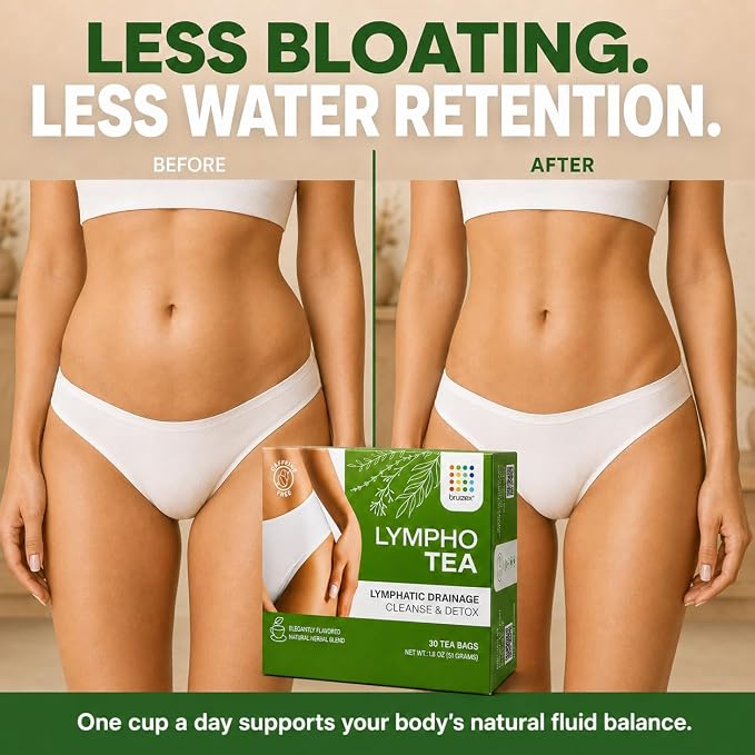 Bruizex Lymphatic Cleanse & Detox Herbal Tea- Lymphatic Drainage & Bloating Relief | Water Retention | Ginger Blend for Post Surgery Recovery | Liposuction, Tummy Tuck, Lipedema & Lymphedema- 30-Pack