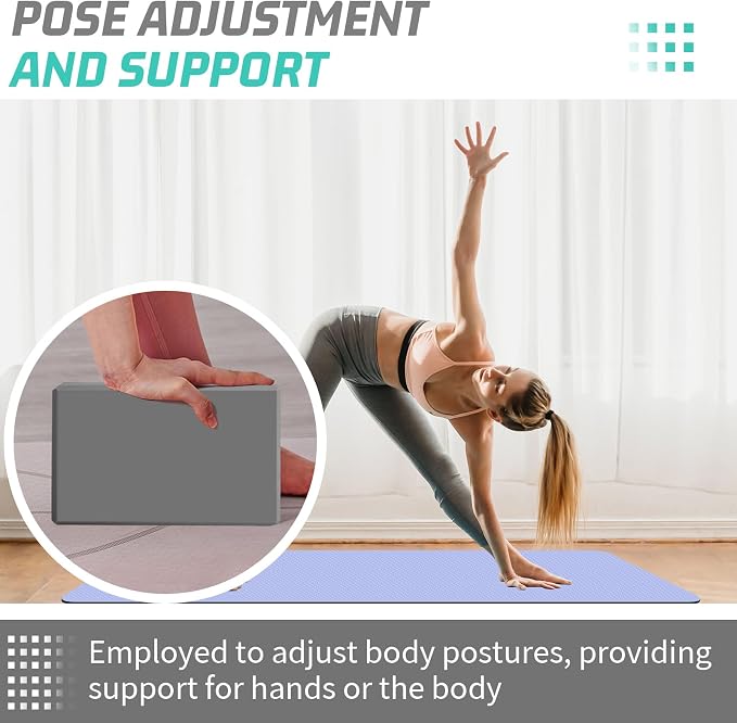 Yoga Blocks 2 Pack 3x6x9IN Foam Block Supportive Latex-Free with Beveled Edges, Non-Slip Exercise Blocks for Pilates, Meditation, Balance, Stretching and Deep Poses