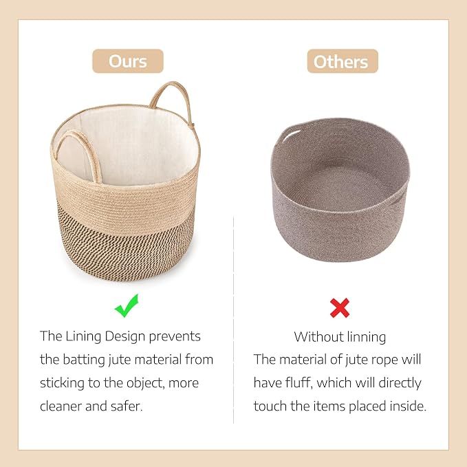 Mkono Woven Storage Basket for Blanket, Toys Plant Organizer, 16"W x 13.8"L | Yellow and Black, Decorative Basket with Handle, Wood Beads Tassel, Shoes Clothes Storage Bin, Living Room Bedroom Nursery