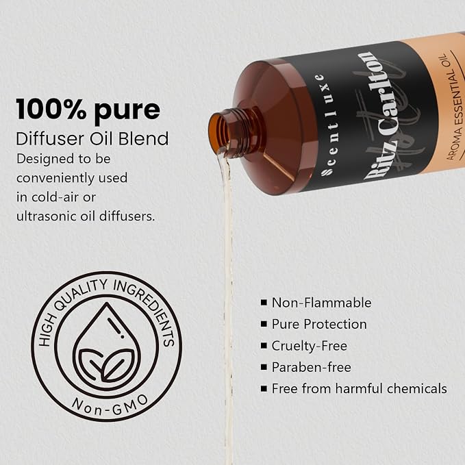 Oil Diffuser Essential Oils Inspired by The Ritz Carlton Scent - Orange, Musk for Aromatherapy Waterless Diffusers 250mL 8.45 Fl Oz Glass Dropper Bottle Fragrance Oil