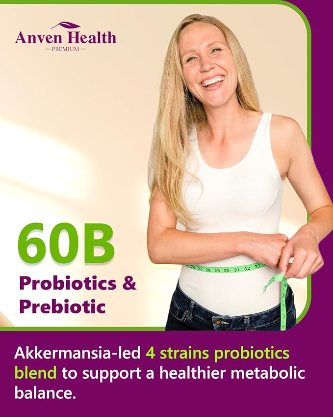 Menopause Relief Probiotics Akkermansia Hot Flashes 180 Caps | 60 Billion with Akkermansia Probiotic & Prebiotic, Vitamin D & E, Hormone Balance, Metabolism, Gut Health, Hot Flashes