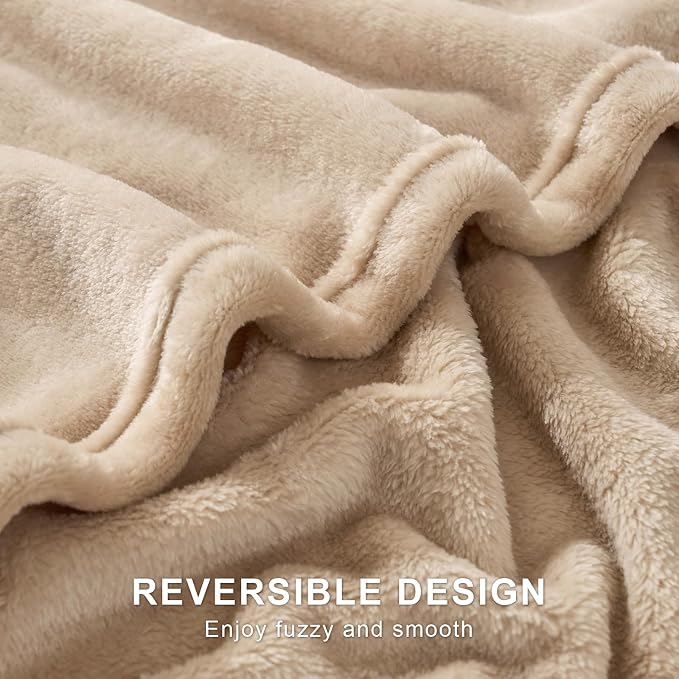 Hansleep Queen Light Camel Fleece Blanket, Soft Flannel Bed Blanket | Fuzzy Cozy Blanket 90x90 Inches, Multi-use for Bed, Sofa, Couch, Travel, Camping, All Season Warm Lightweight Cover