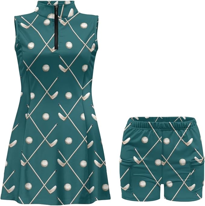 Golf Dress Tennis Dresses for Women with Built in Shorts and Pockets Sleeveless Athletic Dress Workout Dress
