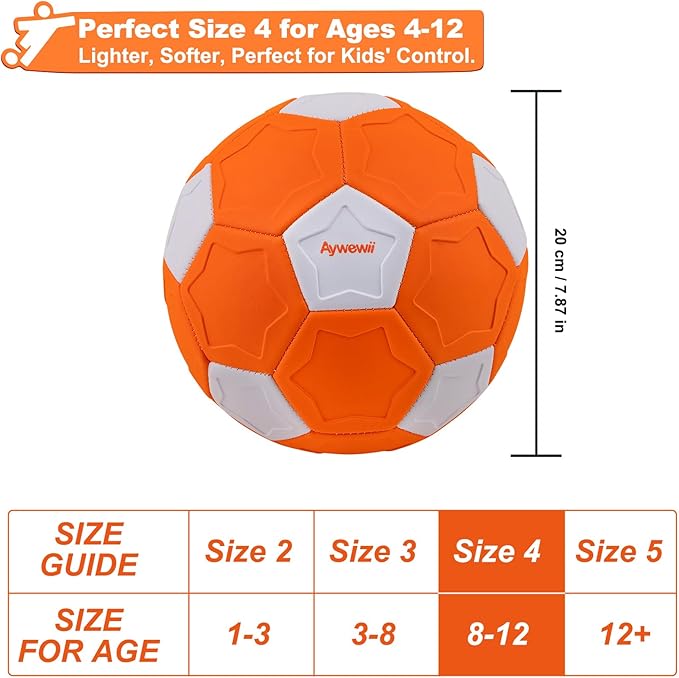 Size 4 Curve Soccer Ball Toy for Kid with Pump & Mesh Bag, Durable & Lightweight, Toddler Swerve Ball for Backyard Game, Indoor Outdoor Play Activity | Birthday Gift for Boy Girl Ages 3+ 4 5 6 7 8-12