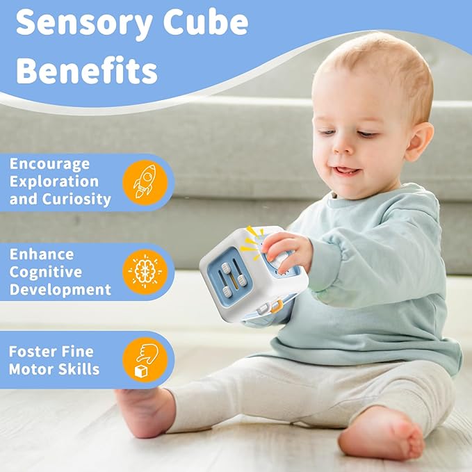 Busy Cube Toy for 1 Year Old, Montessori for 1+ Year Old, Travel Toys for Toddlers 1-3, Learning Fine Motor Skills| Birthday Gifts for 12 Months