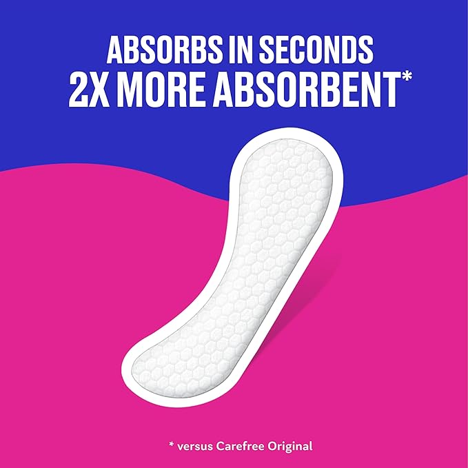 Carefree Panty Liners, 120ct, Pack of 2 | Regular | Unwrapped | Unscented